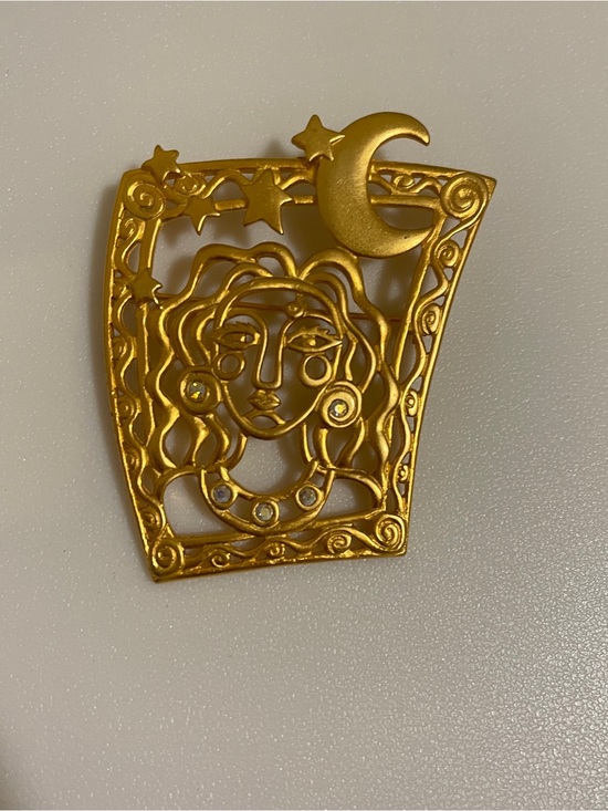 Jonette Jewelry Jewelry - Vintage JJ Gold Celestial Woman Pendant Pin brooch signed